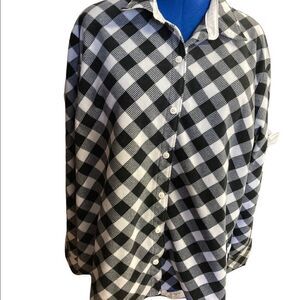 RIDERS by LEE, Women’s Flannel Shirt, Size XXL/XXG/TTG, Black & White checked